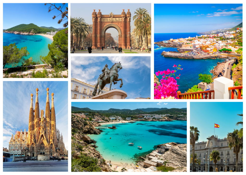 Een foto van verschillende steden in Spanje